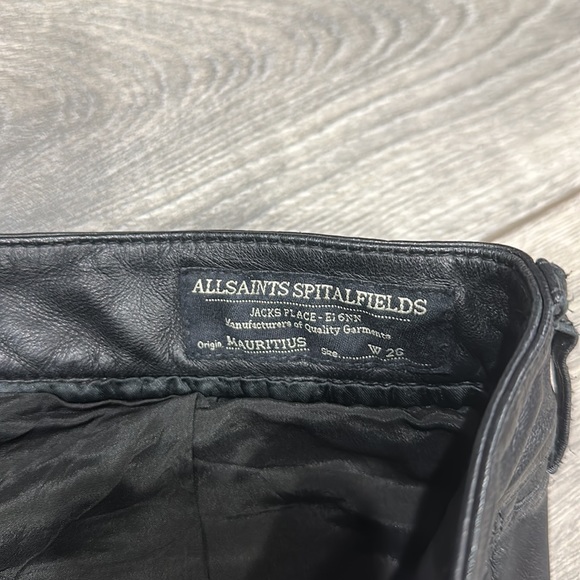 • AllSaints • Womens Mauritius Leather Skinny Pants Lined Moto Biker Style 26 - Picture 4 of 5
